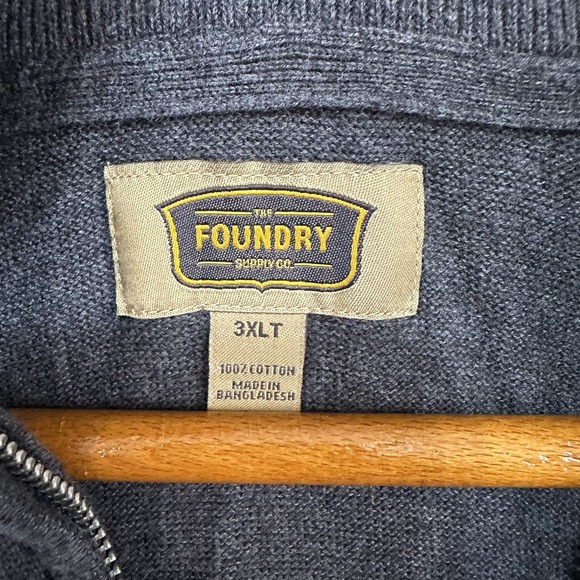 The Foundry Pullover 1/4 Zip Long Sleeve Sweater Men's 3XLT‎ Gray Big And Tall - Picture 3 of 6